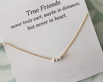Sterling silver three wishes necklace, Friendship Necklace, Best Friend Gift, everyday jewelry