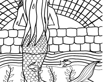 Mermaid coloring | Etsy