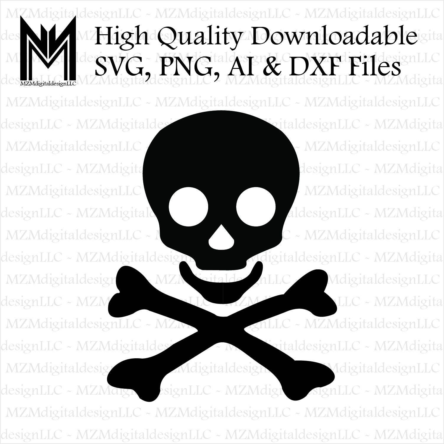 Skull and Crossbones Pirate Poison svg png ai and dxf