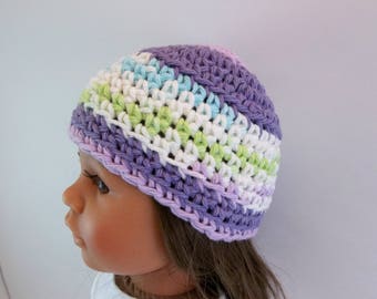 18 inch Doll Crochet Hat Purple and White Accessories Toys