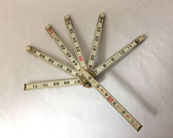 Vintage Folding Ruler Lufkin Brass and Wood 71"