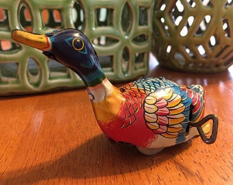 Duck Wind Up Tin Toy Trademark Alps Made In Japan Goose