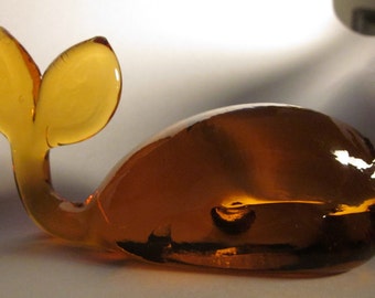 Pilgrim glass amber Whale figurine Art Glass paperweight,charming,Shabby Chic,tabletop,home decor