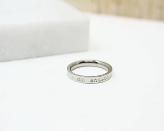 Silver Ring + Inspirational Gift + Motivational Ring + Personalized Ring + Custom + Graduation + Rose Gold Ring + Thin Ring + Rose Gold Ring
