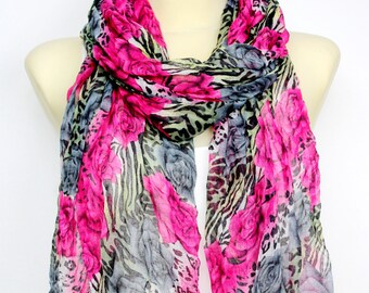 Pink Scarf Women Long Boho Scarf Leopard Print Scarf Spring Scarves for Women Bohemian Scarves Animal Print Scarf Gifts for Mom Gift