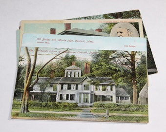 5 Vintage Concord Massachusetts Postcards Used