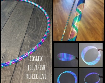 Cosmic Jellyfish Reflective Hula Hoop: (5/8,11/16, 3/4 Poly/HDPE) w/ Free Crystal Clear Protection Tape!