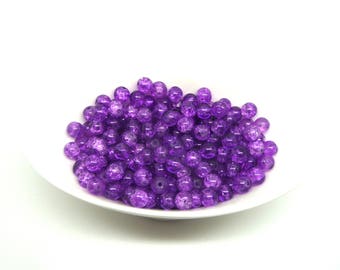 10 6mm purple Crackle glass beads