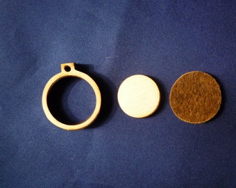Mini Round Wooden Embroidery hoop for Necklaces or pendants - 1" size