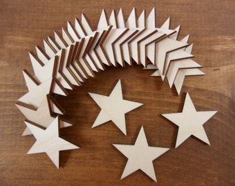 Wood Stars 1 1/4" Laser Cut Wood Shapes - 25 Pieces