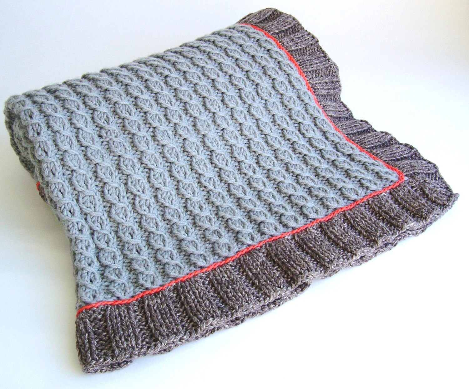 Knitting PATTERN Mock Cable Baby Blanket Easy Knit Lap Blanket