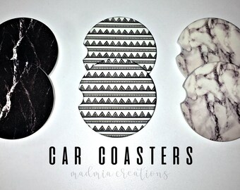 Marbled Car Coasters {Set of 2 Sandstone Coasters}