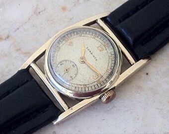 Longines Watch, Art Deco, Caged Case, "Mainliner" Model, Classic Vintage Men's Watch, 17 Jewel 10L Movement, Working, Rare