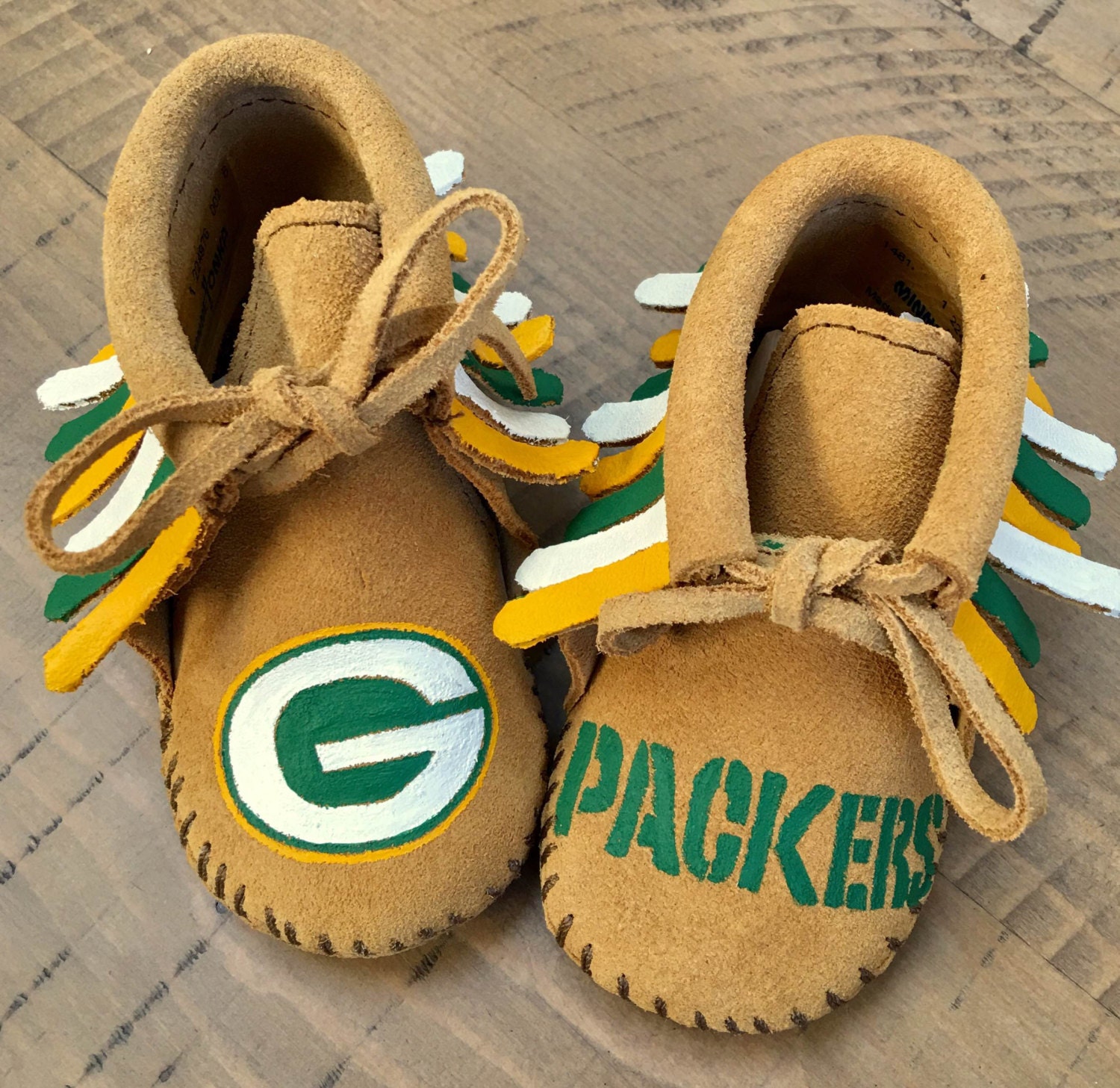 Custom Hand-Painted Green Bay Packers Baby Moccasins Booties