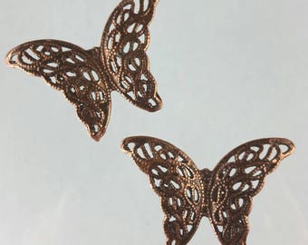 Butterfly copper pewter filigree pendant