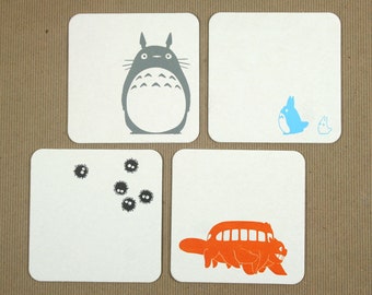 Totoro Letterpress Coasters - Set of 4