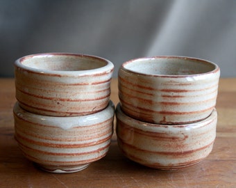 Set of 4 Ceramic Wheel Thrown Sake Cups