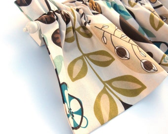 FOLIAGE Valance Curtains Creme Beige Leaves Flowers 43 inches wide Tan Kitchen Curtains Window Valances Living Room Decor Eva Clements