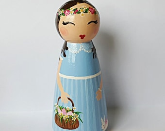 Hand Painted Love Boxes Easter Sunday Doll Wood