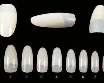 100-500pcs Almond Nail Shape Oval Stiletto Full Cover False Tips Clear Natural Fingernail Manicure Acrylic gel DIY Pointy fake nails long