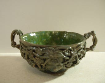Pagan, Wicca, , Mother Earth Offering Bowl, Earth Mother, Handcrafted Ceramic