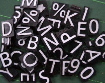 Vintage Assorted Signage Advertising Salvage Black White Rubber Plastic Craft Numbers Letters - Random Lot of 25