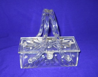 VINTAGE circa 1950.. Clear Lucite Purse with Rhinestones