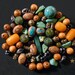Beads from Nepal in agate, yak bone, turquoise, jade, sandalwood and metal