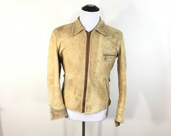 50's vintage deer skin leather jacket motorcycle mens