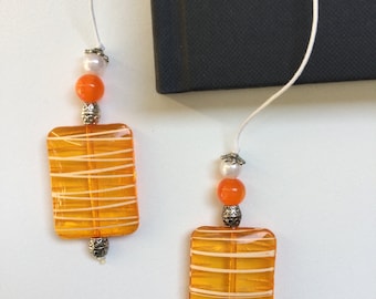 String Beaded Bookmarker Orange