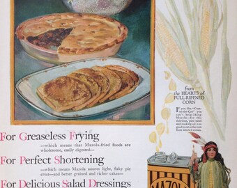 Beautiful 1925 Mazola Oil Ad, Vintage Paper Ephemera from a Pictorial Review.
