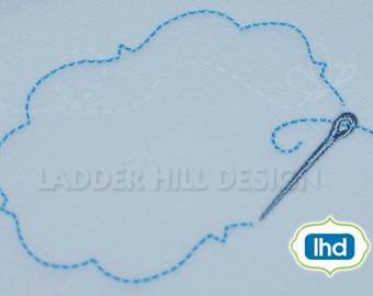 Custom Quilt Label - Needle and Thread Quilt Label - Heirloom Machine Embroidery Design QLRE014