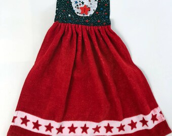 Hanging Kitchen Hand Towel - Red White & Blue Patriotic Stars