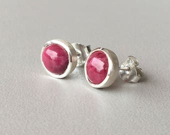 Ruby Stud Earrings Sterling Silver Stud earrings July Birthstone Bridesmaid gift