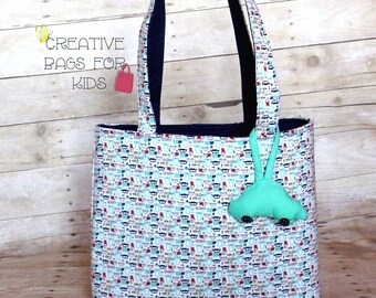 Children's tote bag/ Library bag/ Car tote bag/ Kids tote bag/ Boys Sleepover bag/ Boys Bag/ Boys Tote Bag/ Children tote bag