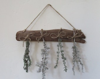 Reclaimed Wood Dried Flower Hanging Rack - Dry Herbs "Rustic Cabin Look"