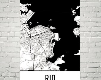 Rio de Janeiro Map, Rio de Janeiro Art, Rio de Janeiro Print, Rio de Janeiro Brazil Poster, Rio de Janeiro Wall Art, Poster, Gift, Art