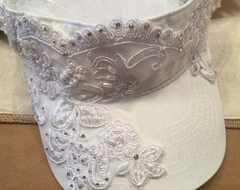 Wedding Bridal Visor with a detachable Veil