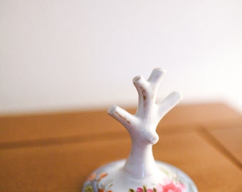 Vintage Hand Painted Porcelain Ring Tree