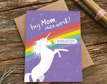 funny mother's day card / birthday card / magnificent unicorn