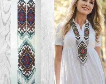Gerdan festive with beads Ukrainian style ethno style weaving