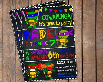 Ninja Turtle Invitation, Ninja Turtles Party, TMNT invitation, Teenage Mutant Ninja Turtle invitations, TMNT Birthday Invitation.