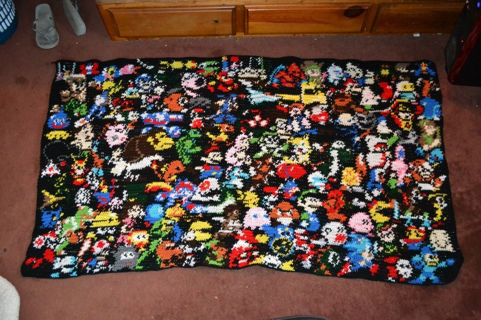 Crocheted Nintendo Blanket