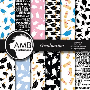 Graduation digital papers, Graduation papers, Graduation scrapbook papers, graduation cap papers, commercial use, AMB-516