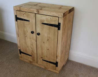 Handcrafted rustic chunky wooden cupboard ,cabinet, fish tank stand in light oak wax finish