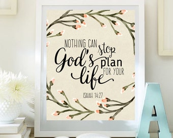 Bible Verse Print nursery wall art decor Scripture print Isaiah 14 27 Instant download Printable wall art Christian Print nursery decor