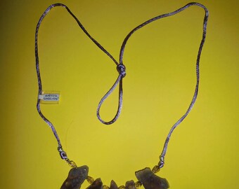Necklace with amethyst and smoky quartz