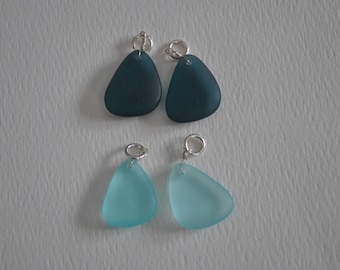 Blue Beach glass beads, aqua, dark blue, faux sea glass