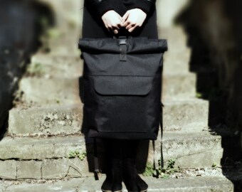 Ninja Rolltop Urban Messenger Backpack Black Men'sBag RidingBag School Bag Laptop Bag