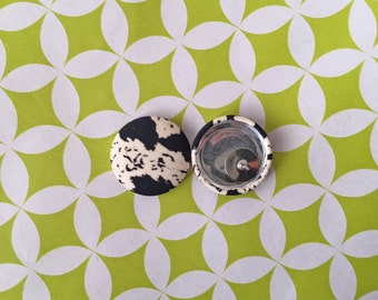Fabric Button Earrings / Black and White / Animal Print / Wholesale Jewelry / Hypoallergenic Studs / Gifts for Bestfriend / Bulk Earrings